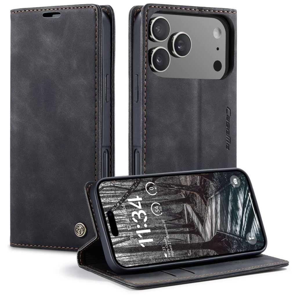 CASEME iPhone 17 Pro Max Lommeboketui med Kortspor - Svart