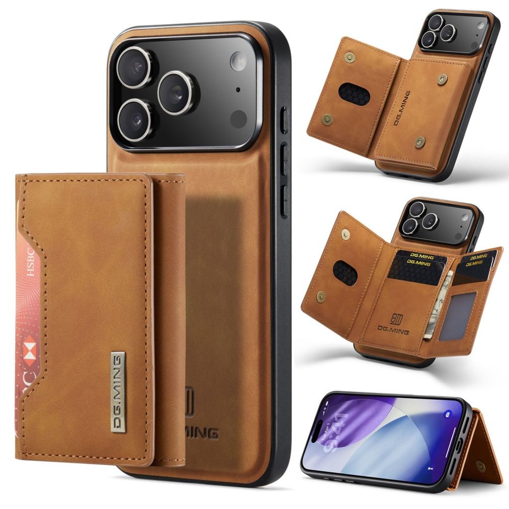 DG.MING iPhone 17 Pro Max Deksel med Lommebok - Brun