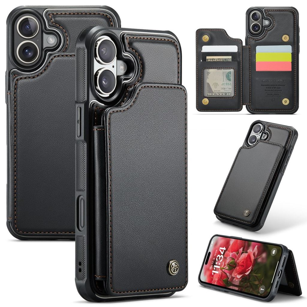 CASEME iPhone 16 Plus Case with 5 Card slots - Black