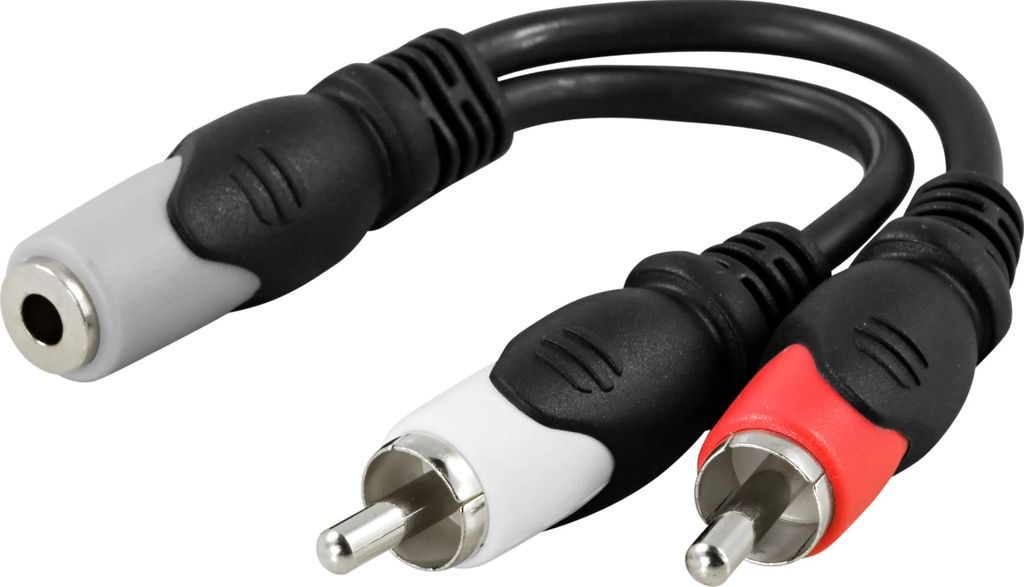Multimediaadapter 3,5mm hunn til 2xRCA hann, 0,1m – svart