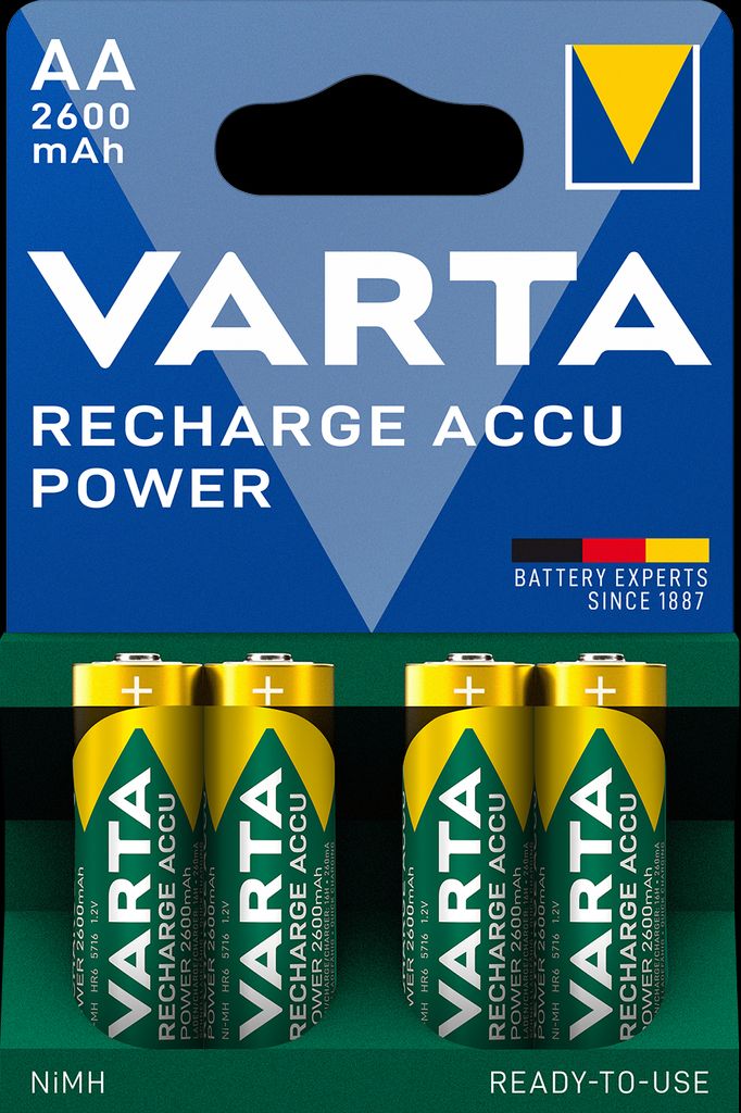 VARTA Recharge Accu Power AA-batteri 2600 mAh, 4-pack | Batterier - Uppladdningsbara batterier - AA-batterier | Batteritema