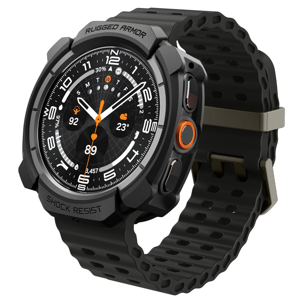 Spigen Rugged Armor Beskyttende Etui til Samsung Galaxy Watch Ultra 2 47mm - Sort