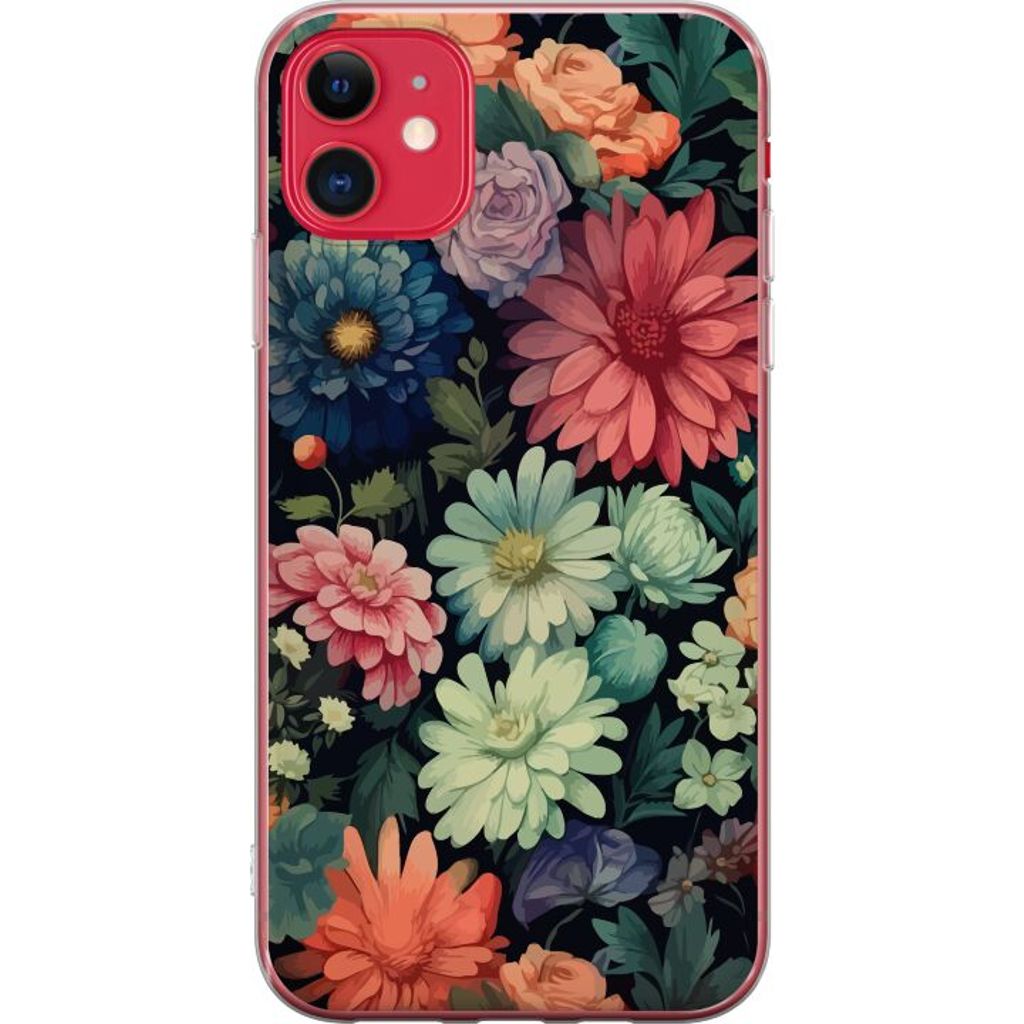 Apple iPhone 11 Gjennomsiktig Telefondeksel Färglada blommor
