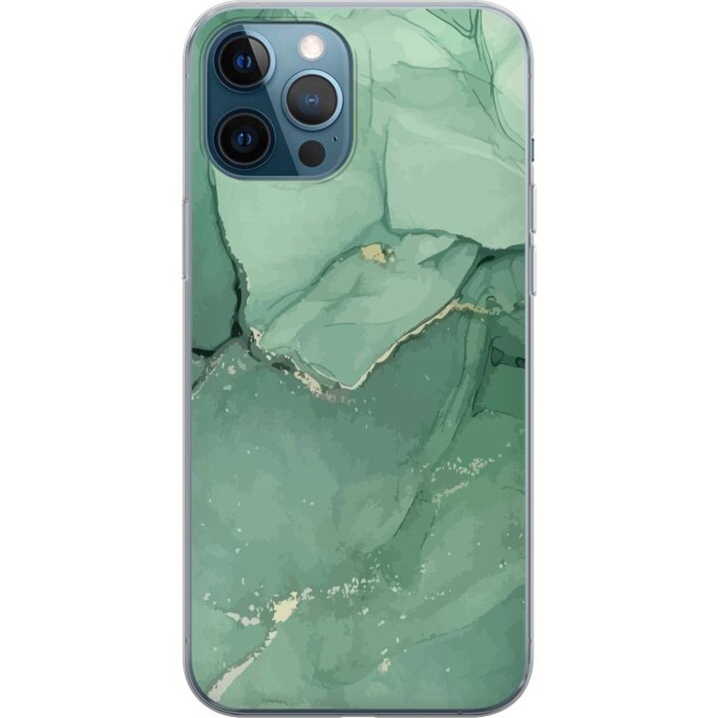 Apple iPhone 12 Pro Läpinäkyvä Puhelinkotelo Grön Marmor