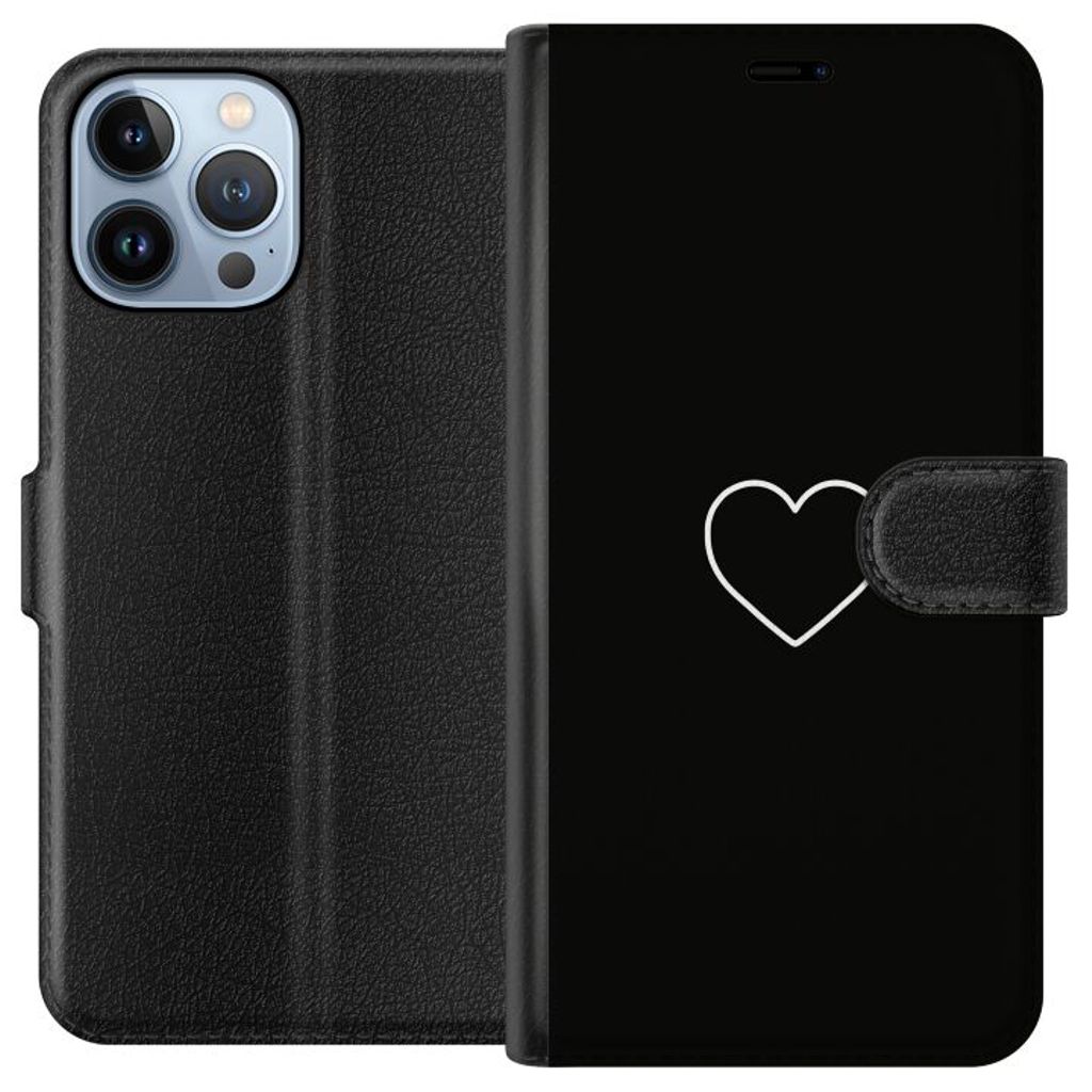 Apple iPhone 13 Pro Max Sort Lommebokdeksel Hjärta