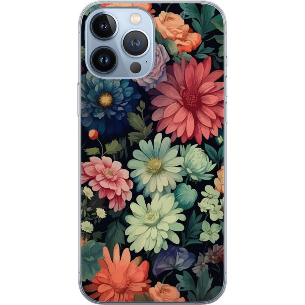 Apple iPhone 13 Pro Max Läpinäkyvä Puhelinkotelo Färglada blommor