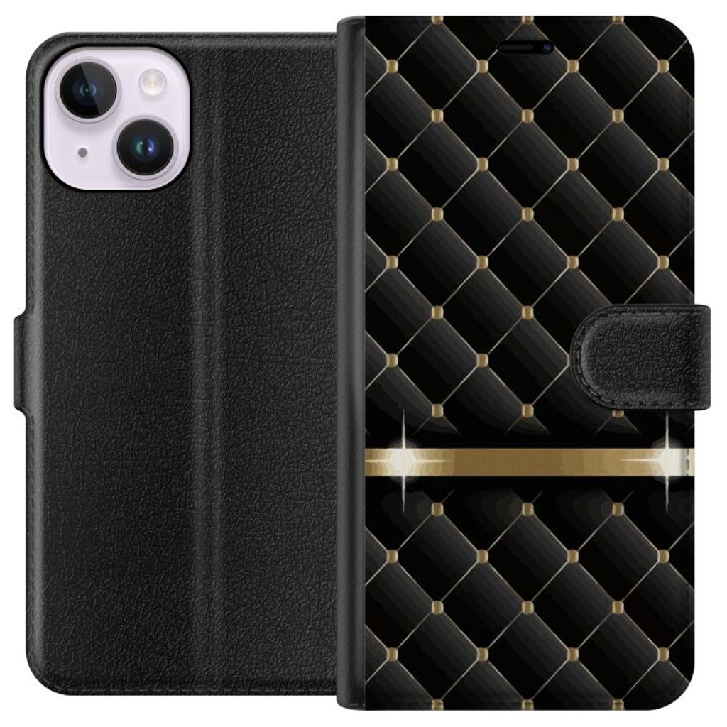 Apple iPhone 14 Svart Plånboksfodral Lyxigt