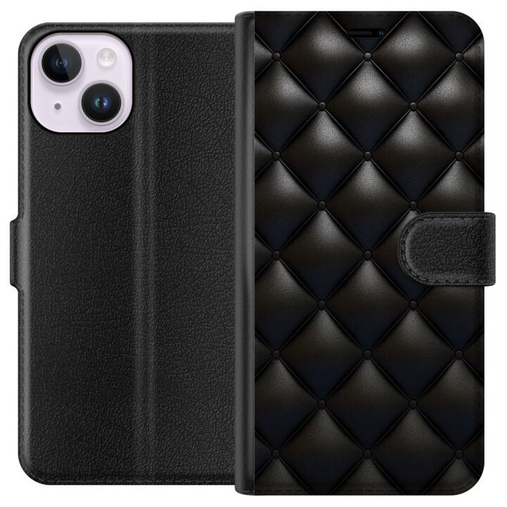 Apple iPhone 14 Svart Plånboksfodral Lyxiga rutor