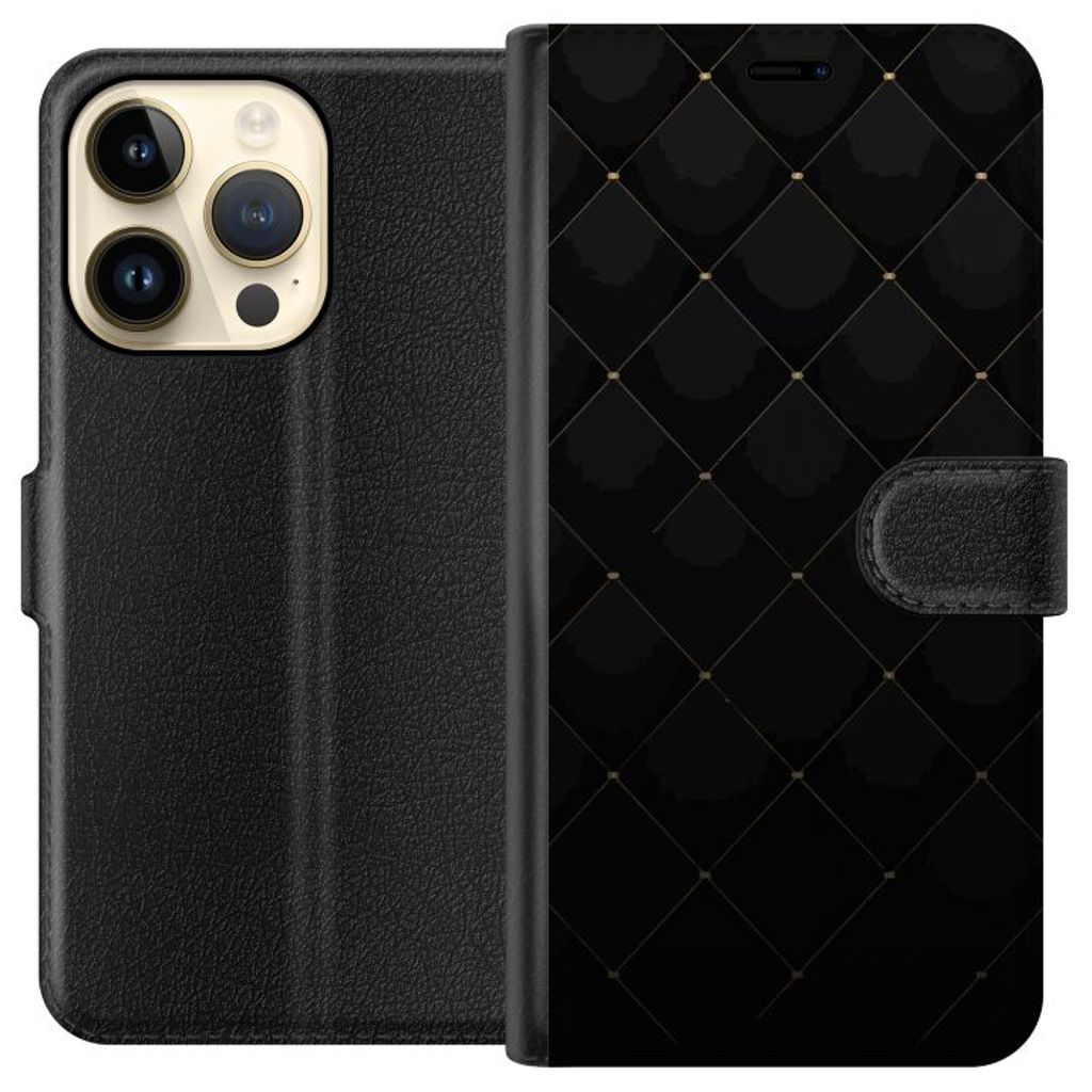Apple iPhone 14 Pro Svart Plånboksfodral Exklusivt Mönster