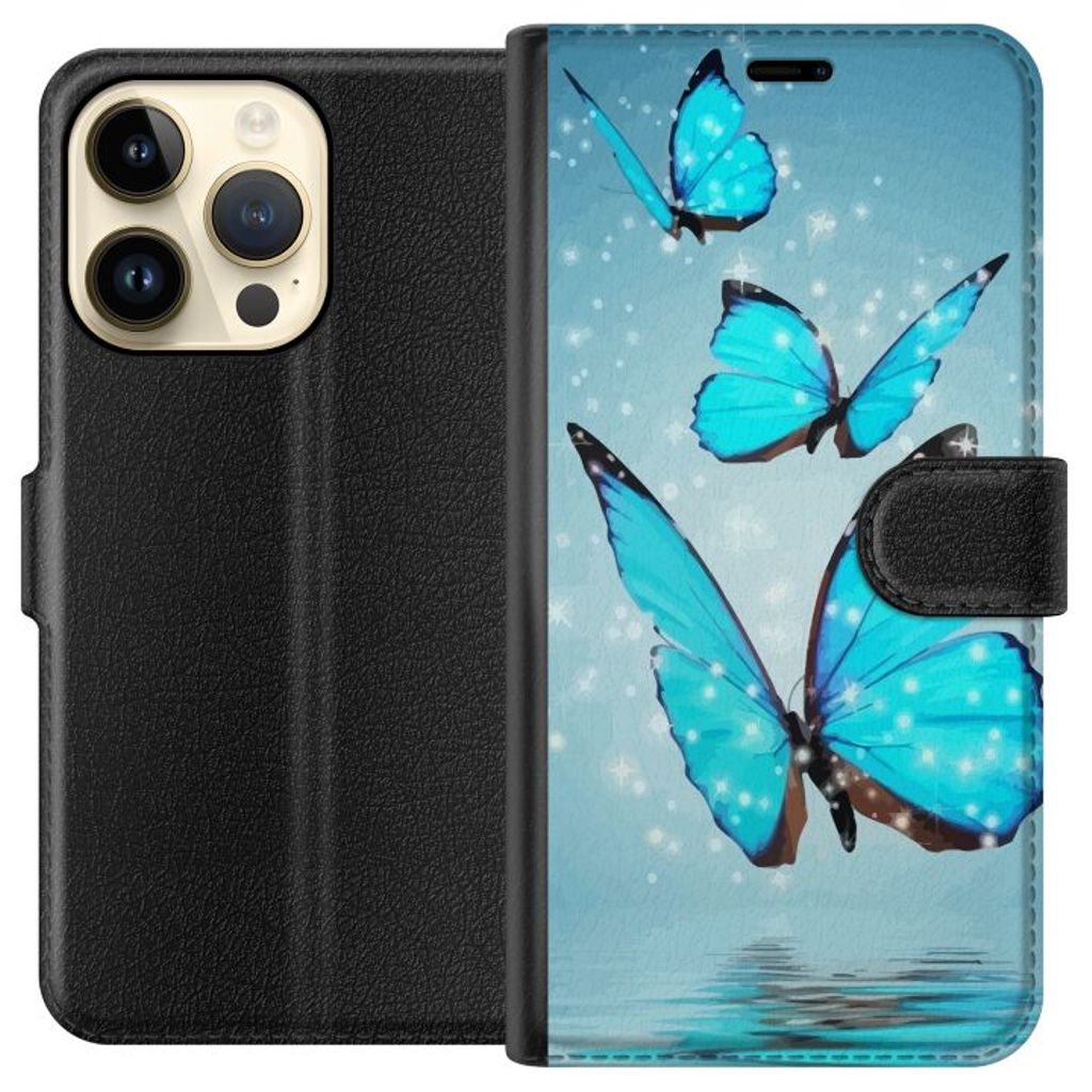 Apple iPhone 14 Pro Sort Tegnebogsetui Magiska Fjärilar