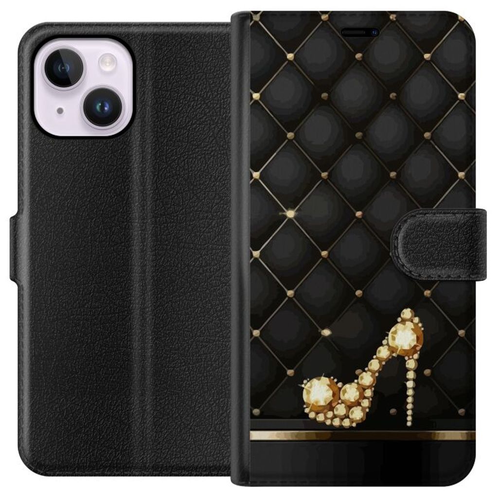 Apple iPhone 14 Plus Svart Plånboksfodral Lyxig Sko
