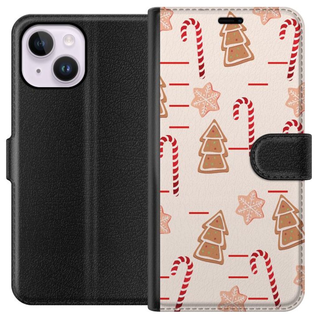 Apple iPhone 15 Plus Svart Plånboksfodral Julens Godisglädje