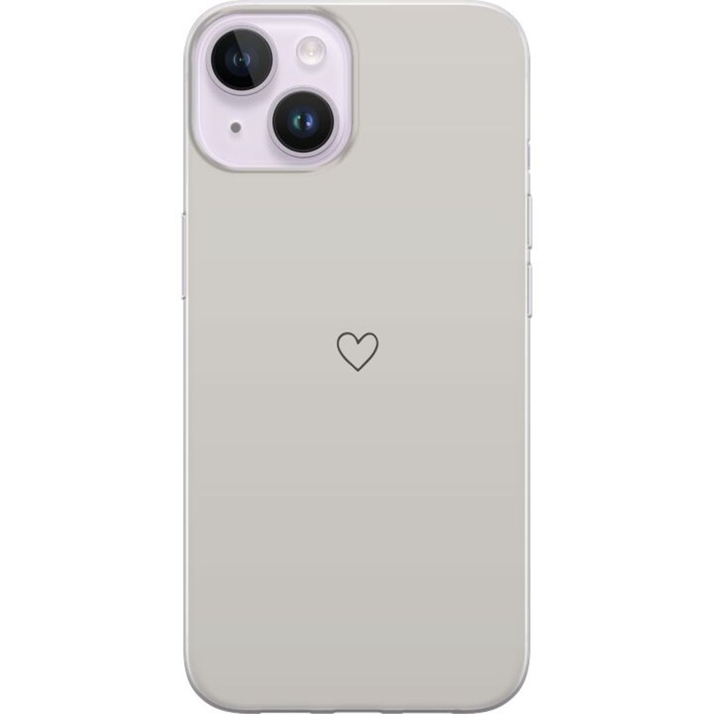 Apple iPhone 15 Plus Läpinäkyvä Puhelinkotelo Grått hjärta