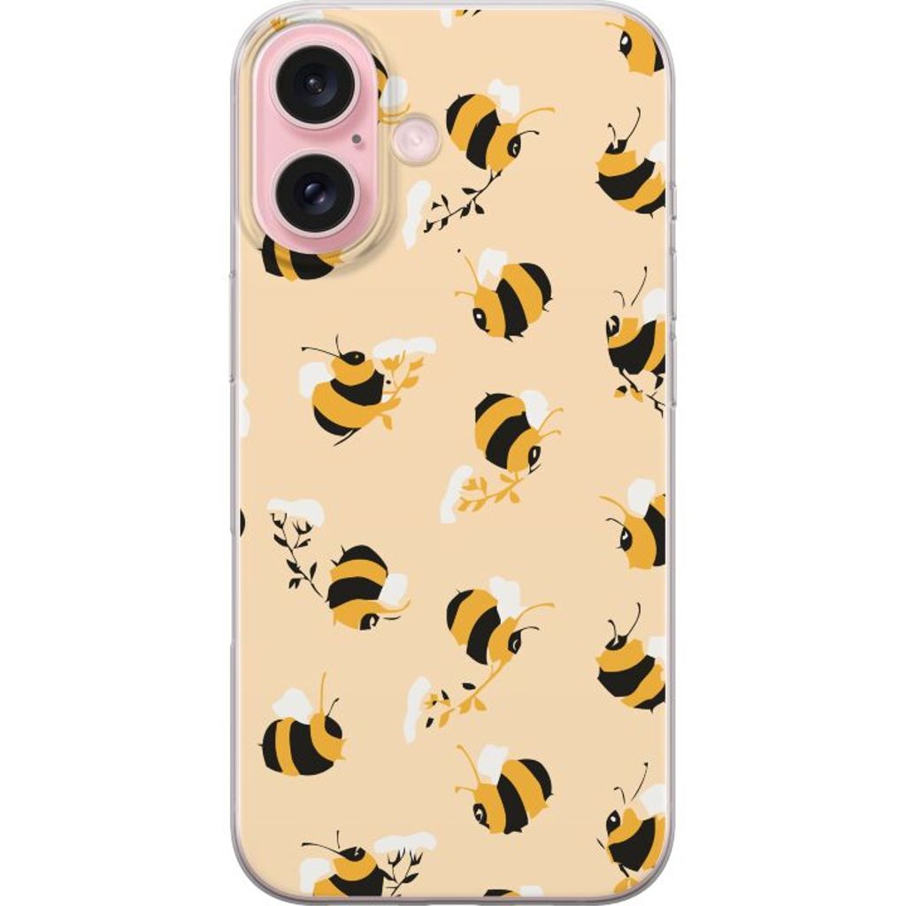 Apple iPhone 16 Transparent Mobilskal Humlor
