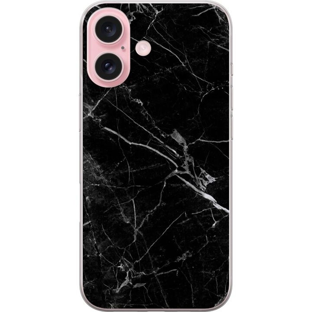 Apple iPhone 16 Transparent Mobilskal Svart marmor