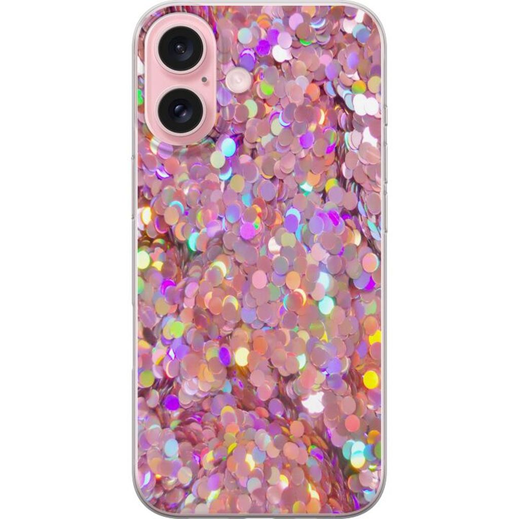 Apple iPhone 16 Transparent Mobilskal Glitter