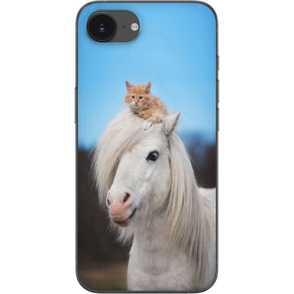 Apple iPhone 16e Transparent Mobilskal Katt och Häst