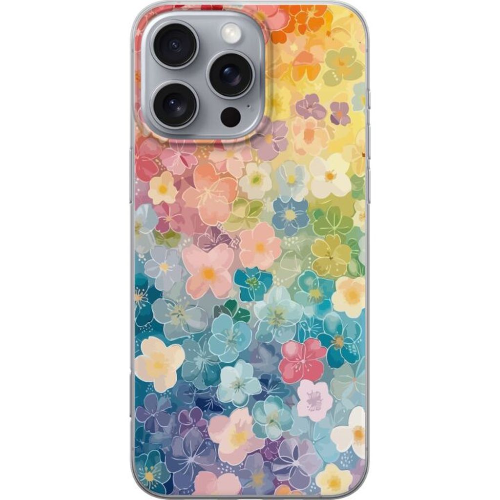 Apple iPhone 16 Pro Max Transparent Mobilskal Miniatyrblommor