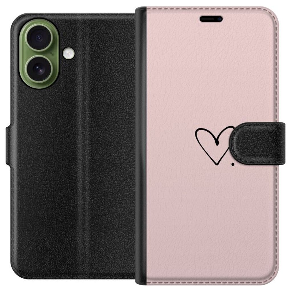 Apple iPhone 17 Sort Tegnebogsetui Hjärta.
