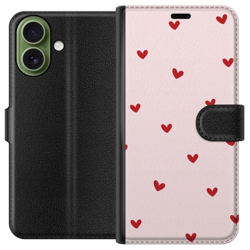 Apple iPhone 17 Sort Tegnebogsetui Små Hjärtan