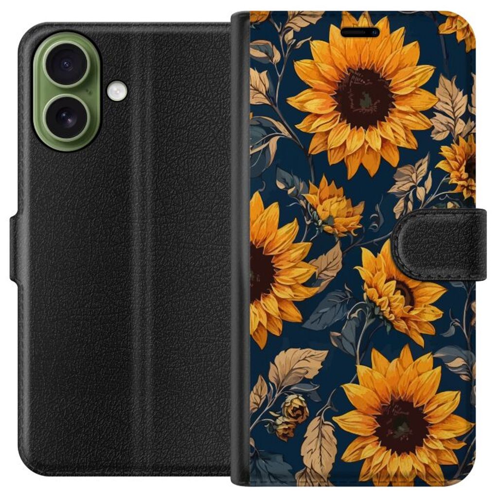 Apple iPhone 17 Sort Tegnebogsetui Solrosor