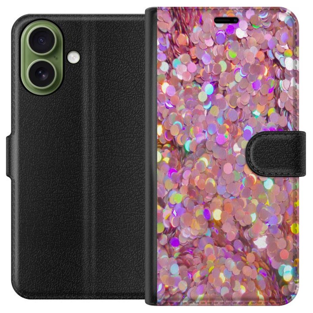 Apple iPhone 17 Sort Tegnebogsetui Glitter