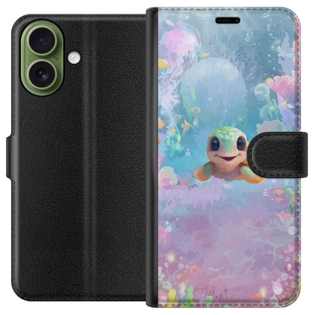 Apple iPhone 17 Sort Tegnebogsetui Glad Sköldpadda