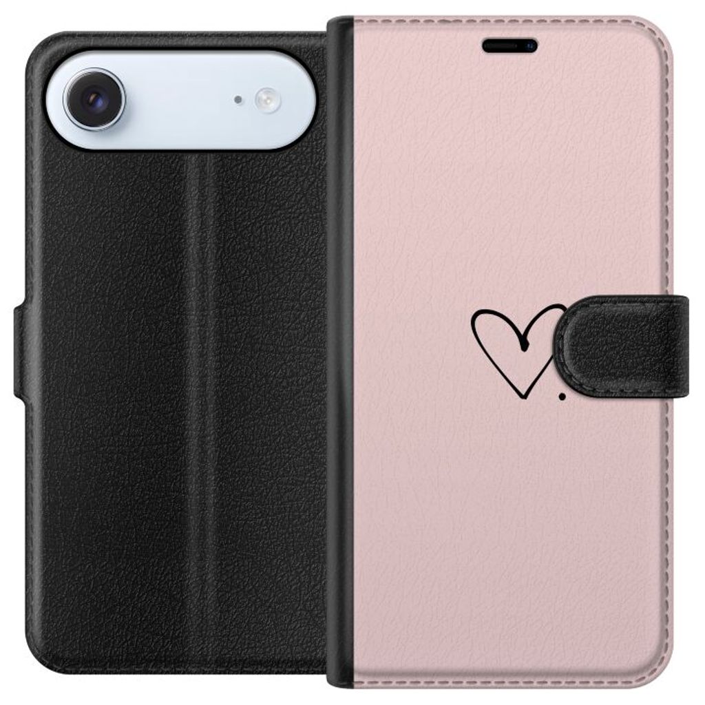 Apple iPhone 17 Air Svart Plånboksfodral Hjärta.