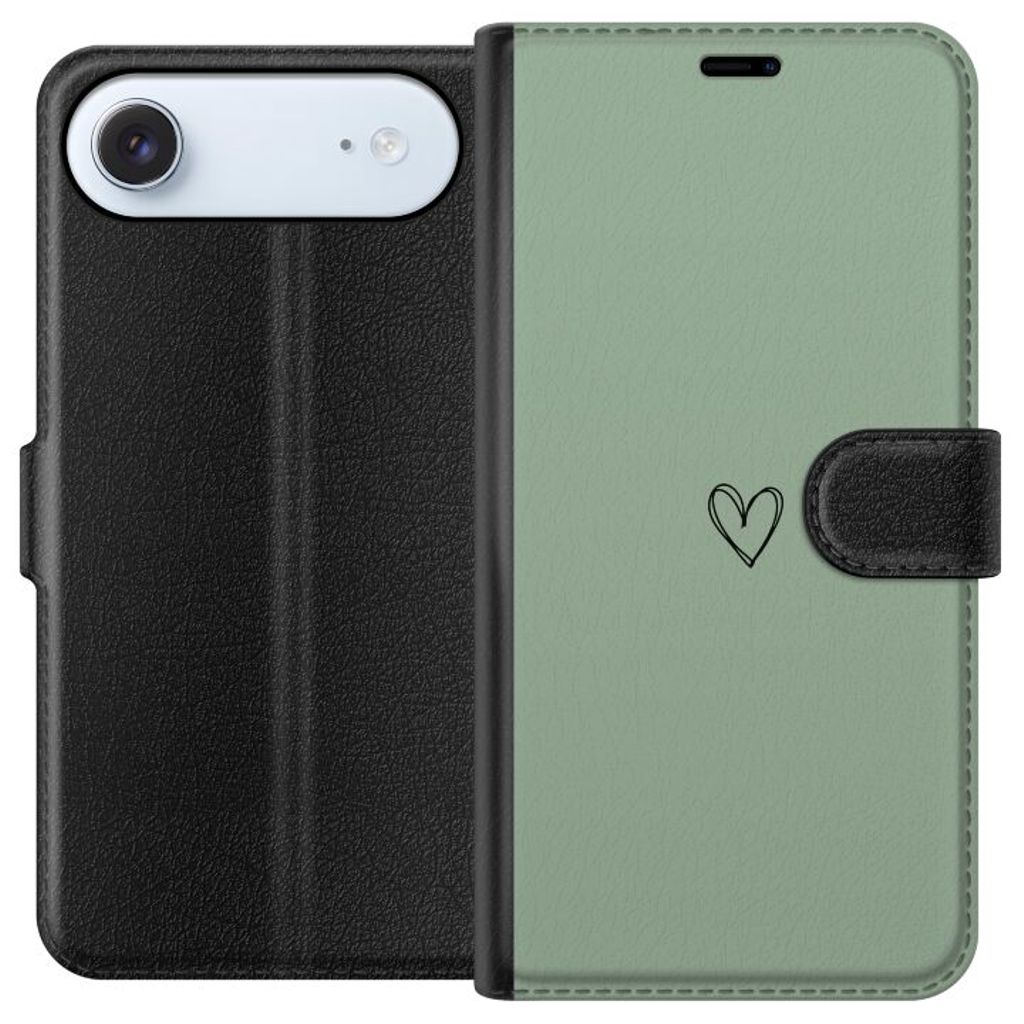 Apple iPhone 17 Air Svart Plånboksfodral Hjärta