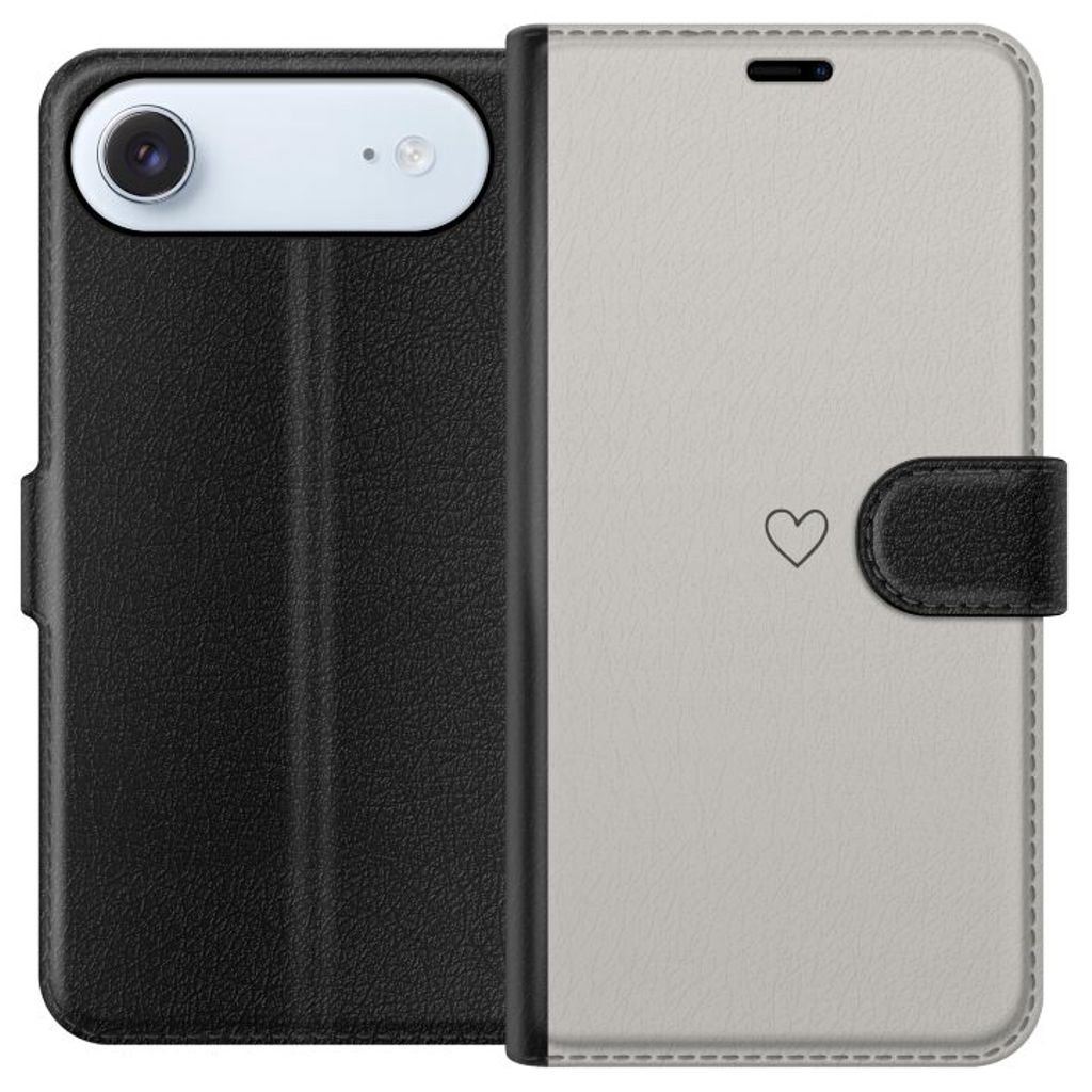 Apple iPhone 17 Air Musta Lompakkokotelo Grått hjärta