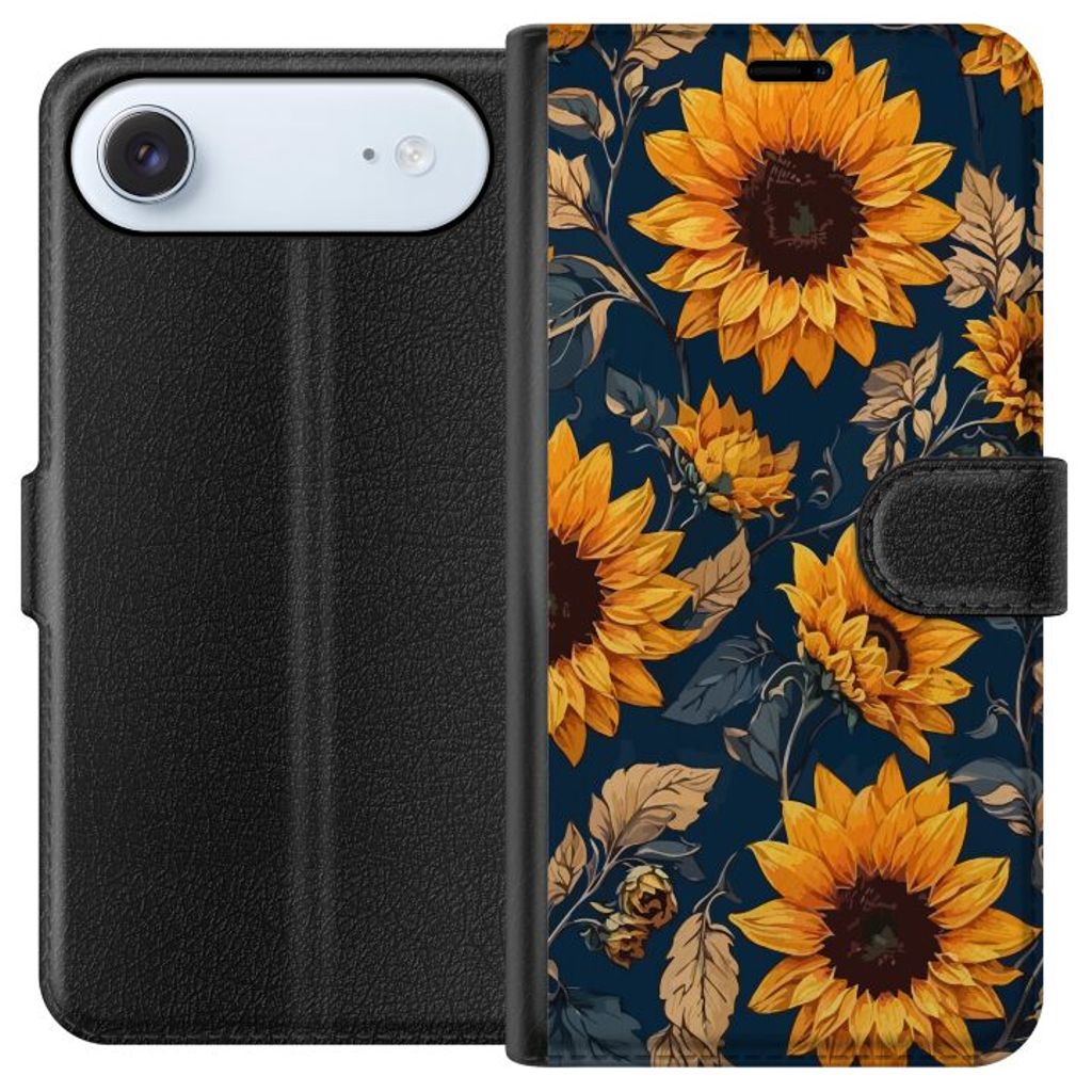 Apple iPhone 17 Air Sort Lommebokdeksel Solrosor