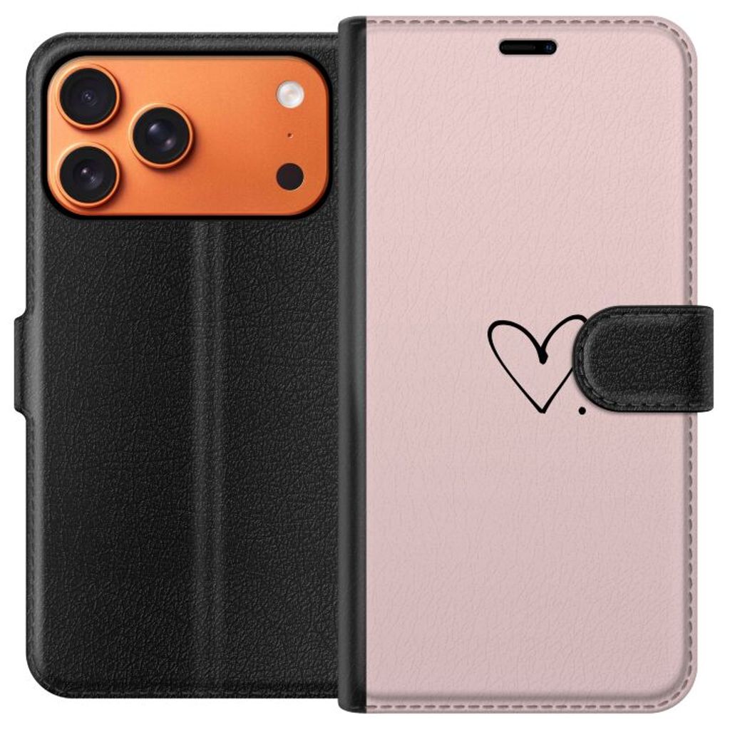 Apple iPhone 17 Pro Max Musta Lompakkokotelo Hjärta.