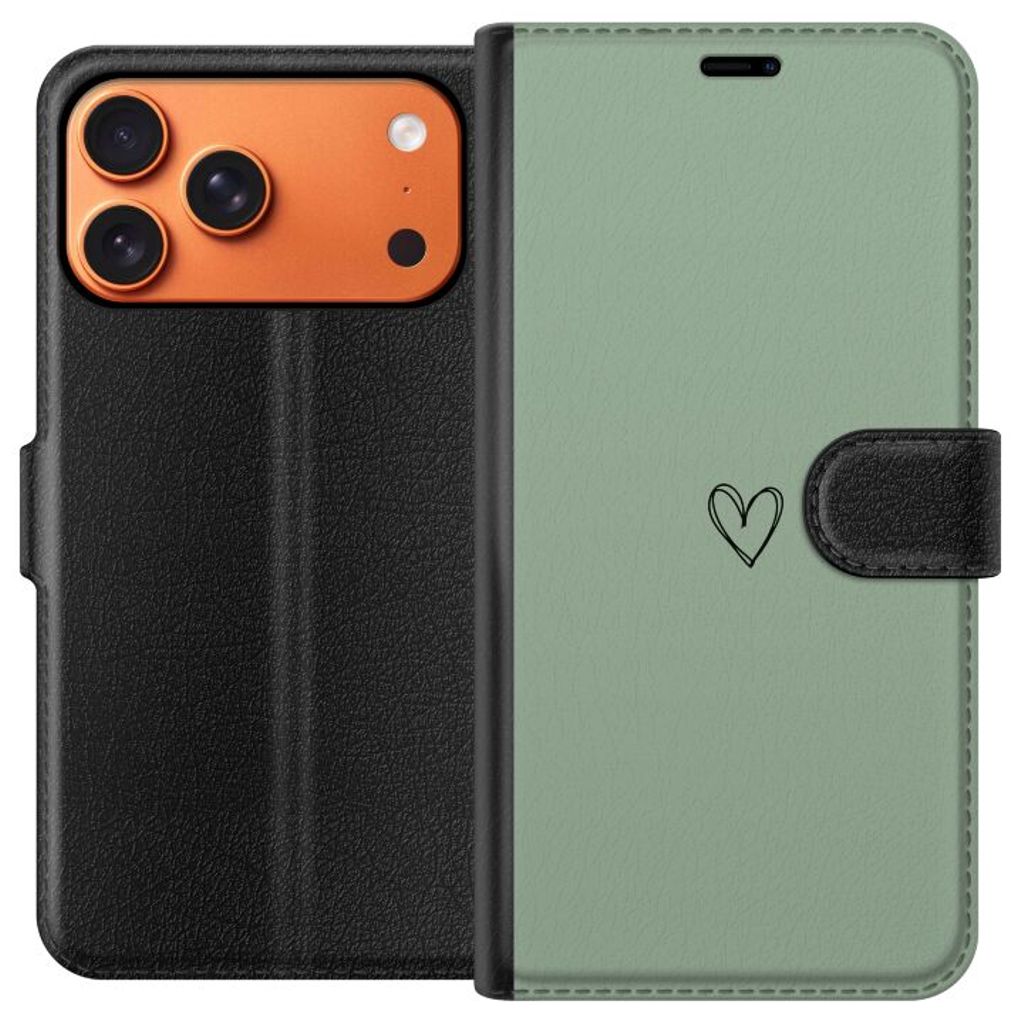 Apple iPhone 17 Pro Max Sort Lommebokdeksel Hjärta