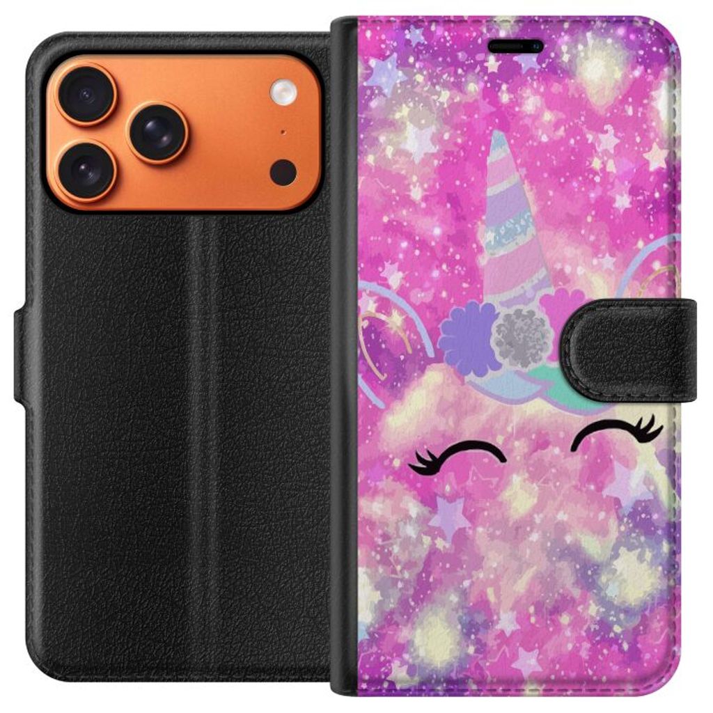 Apple iPhone 17 Pro Max Musta Lompakkokotelo Glad Enhörning