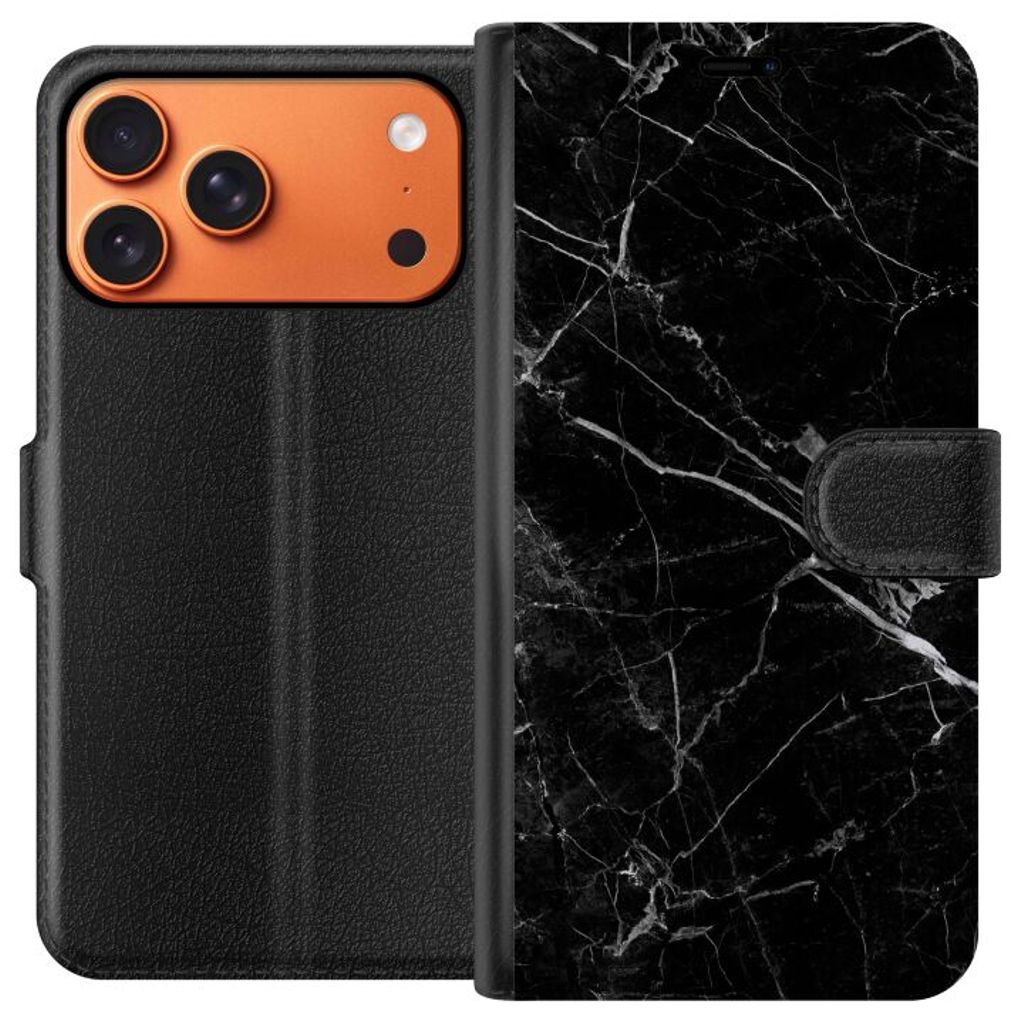 Apple iPhone 17 Pro Max Musta Lompakkokotelo Svart marmor