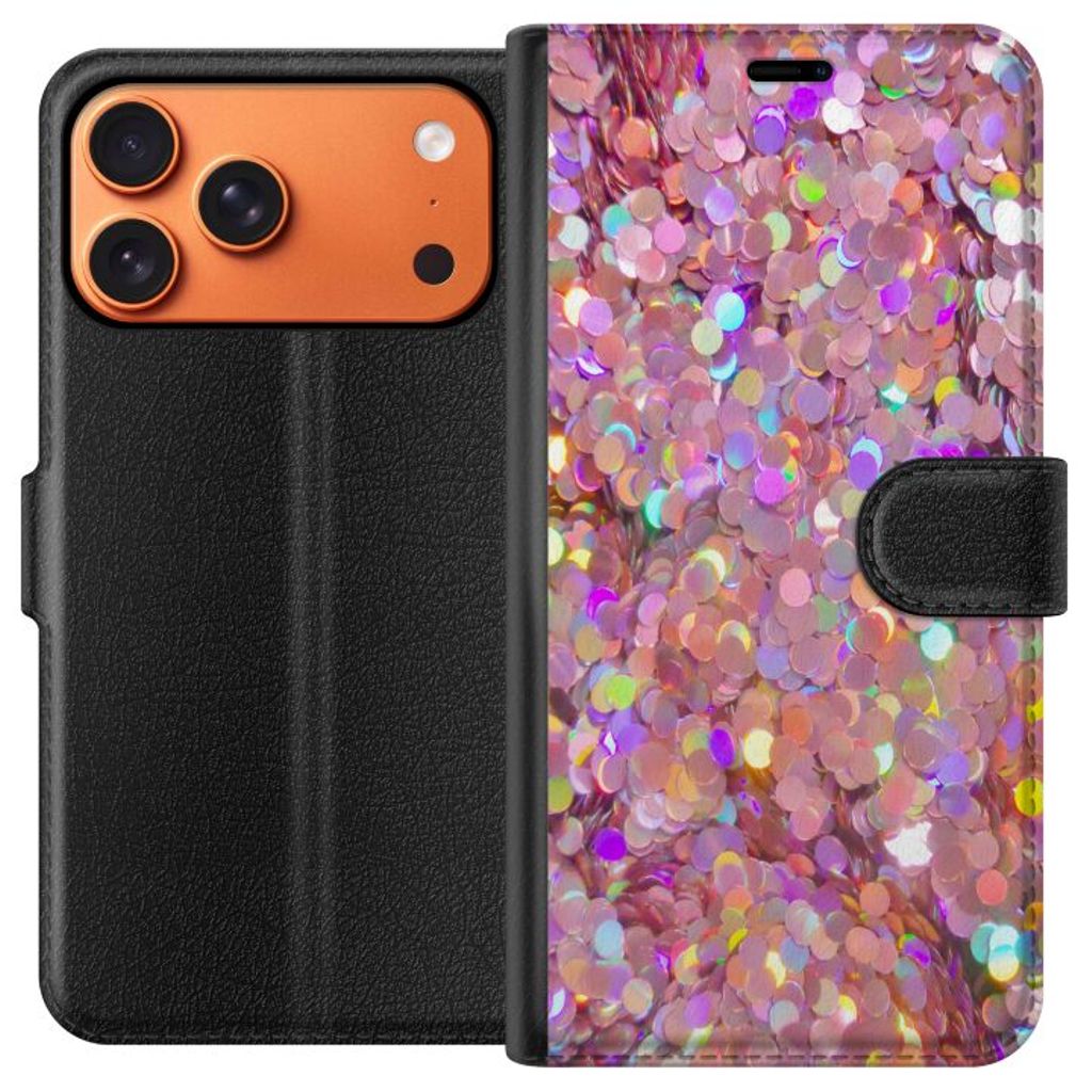Apple iPhone 17 Pro Max Musta Lompakkokotelo Glitter