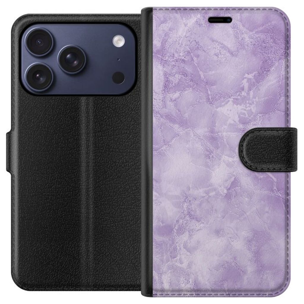 Apple iPhone 18 Pro Musta Lompakkokotelo Lila marmor