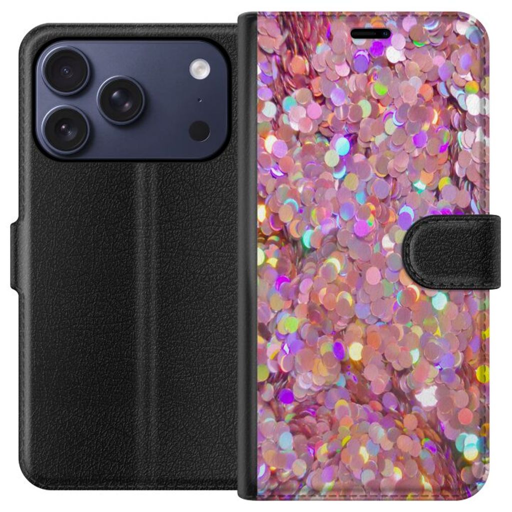 Apple iPhone 18 Pro Musta Lompakkokotelo Glitter