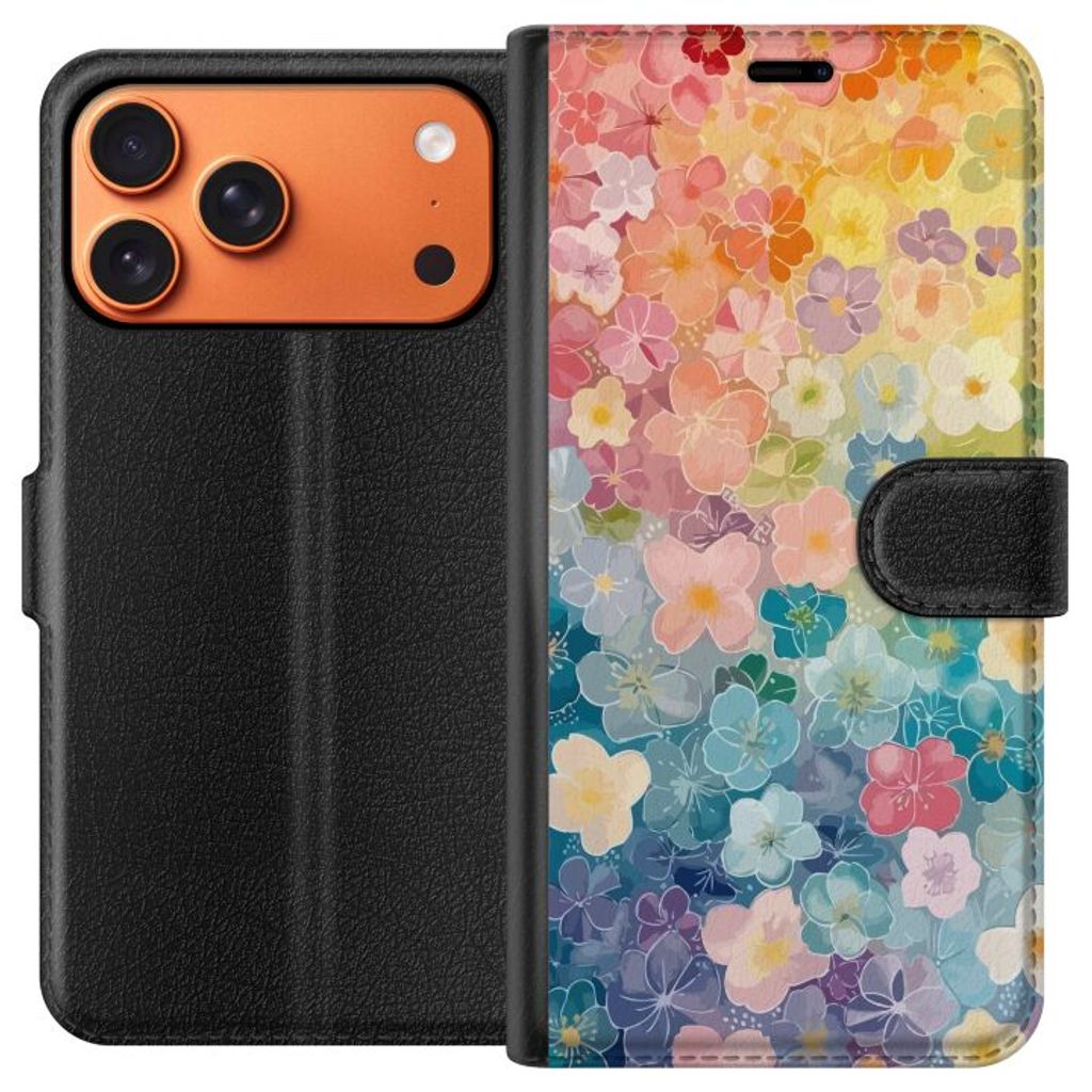 Apple iPhone 18 Pro Max Musta Lompakkokotelo Miniatyrblommor