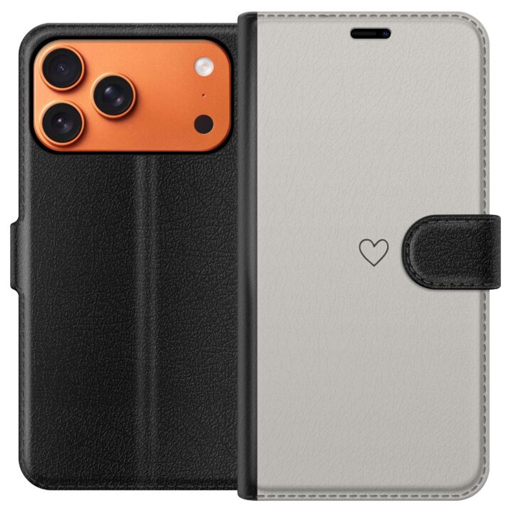 Apple iPhone 18 Pro Max Musta Lompakkokotelo Grått hjärta