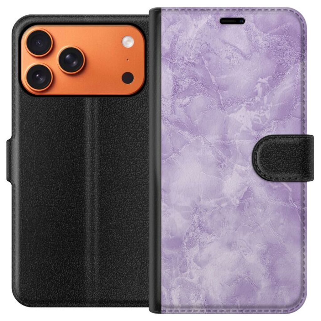 Apple iPhone 18 Pro Max Musta Lompakkokotelo Lila marmor