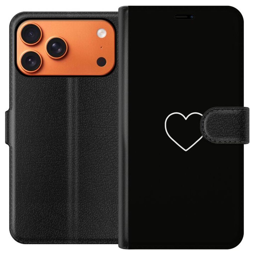Apple iPhone 18 Pro Max Musta Lompakkokotelo Hjärta