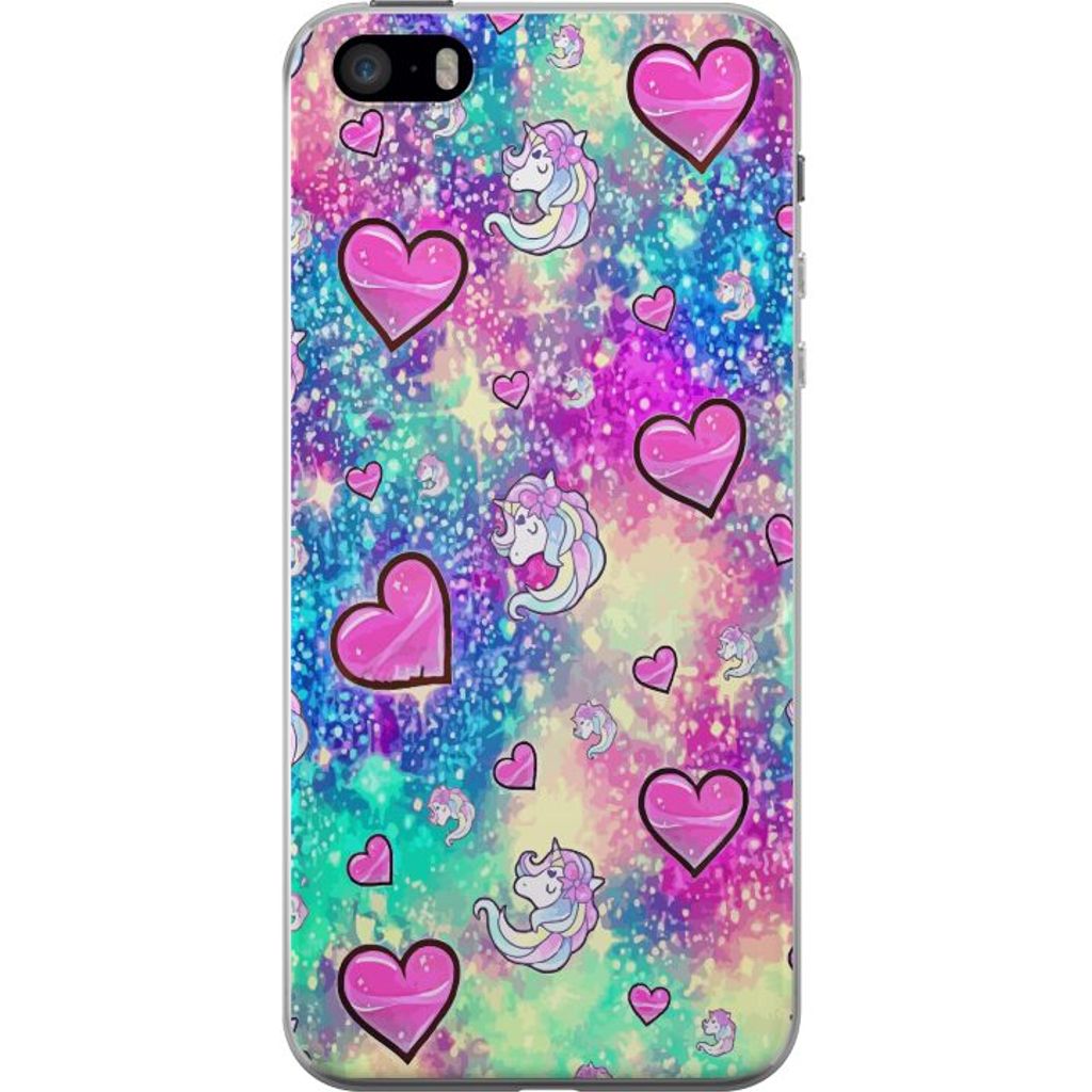 Apple iPhone 5s Transparent Mobilskal Enhörning och hjärtan