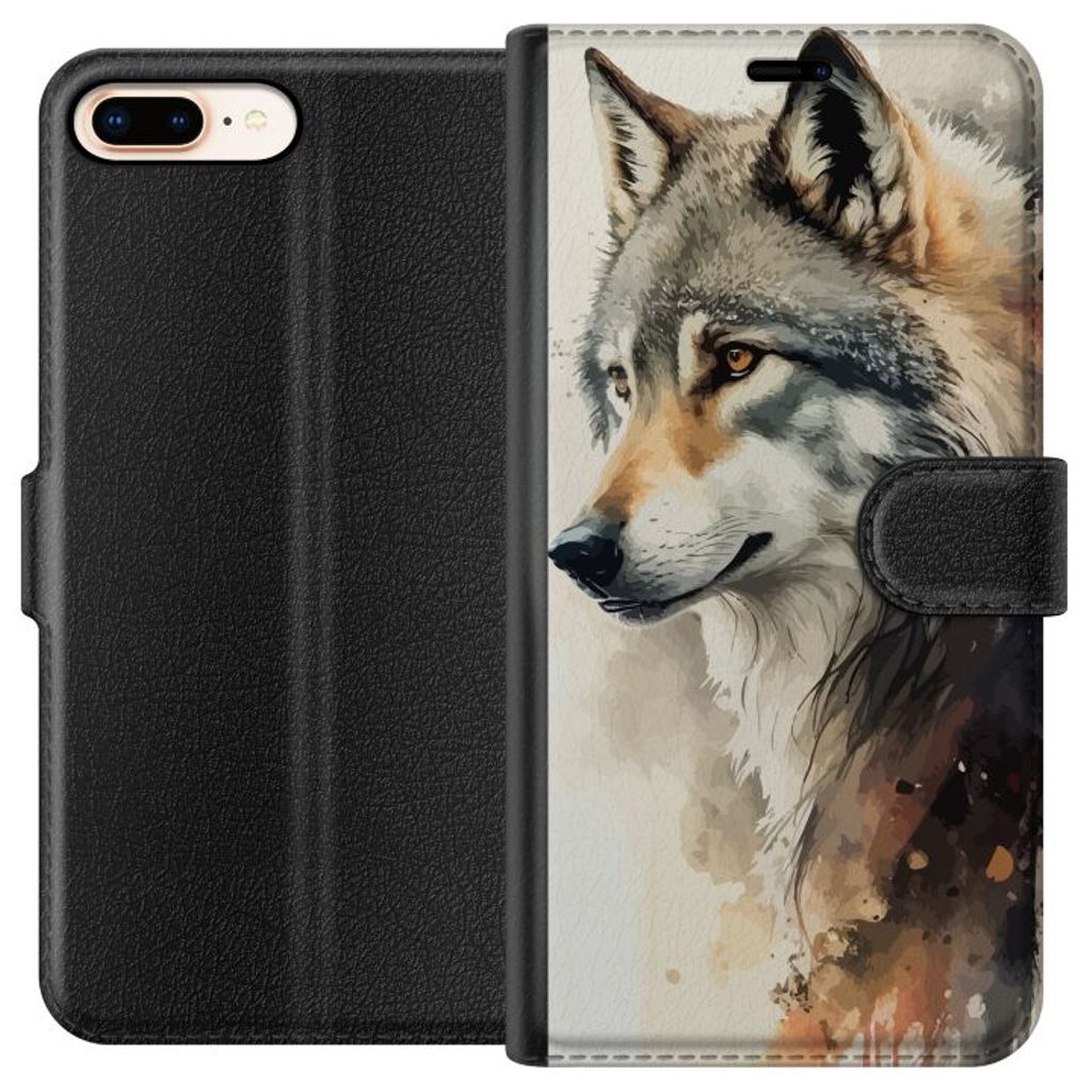 Apple iPhone 7 Plus Svart Plånboksfodral Varg