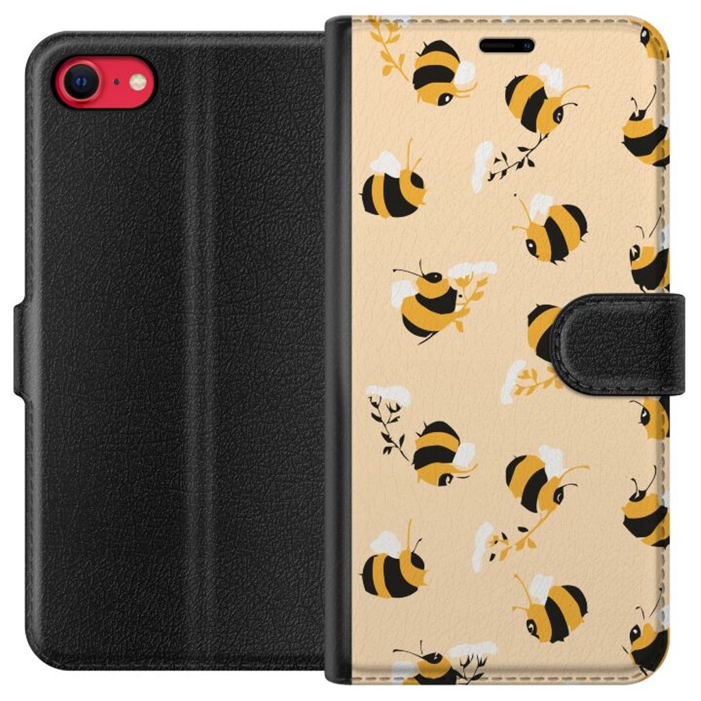 Apple iPhone 8 Svart Plånboksfodral Humlor