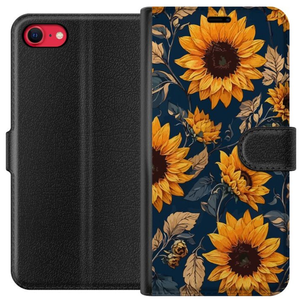 Apple iPhone 8 Musta Lompakkokotelo Solrosor