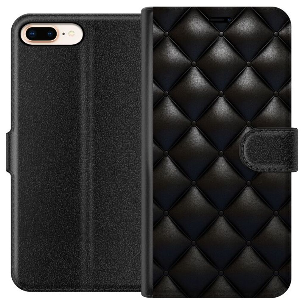 Apple iPhone 8 Plus Svart Plånboksfodral Lyxiga rutor