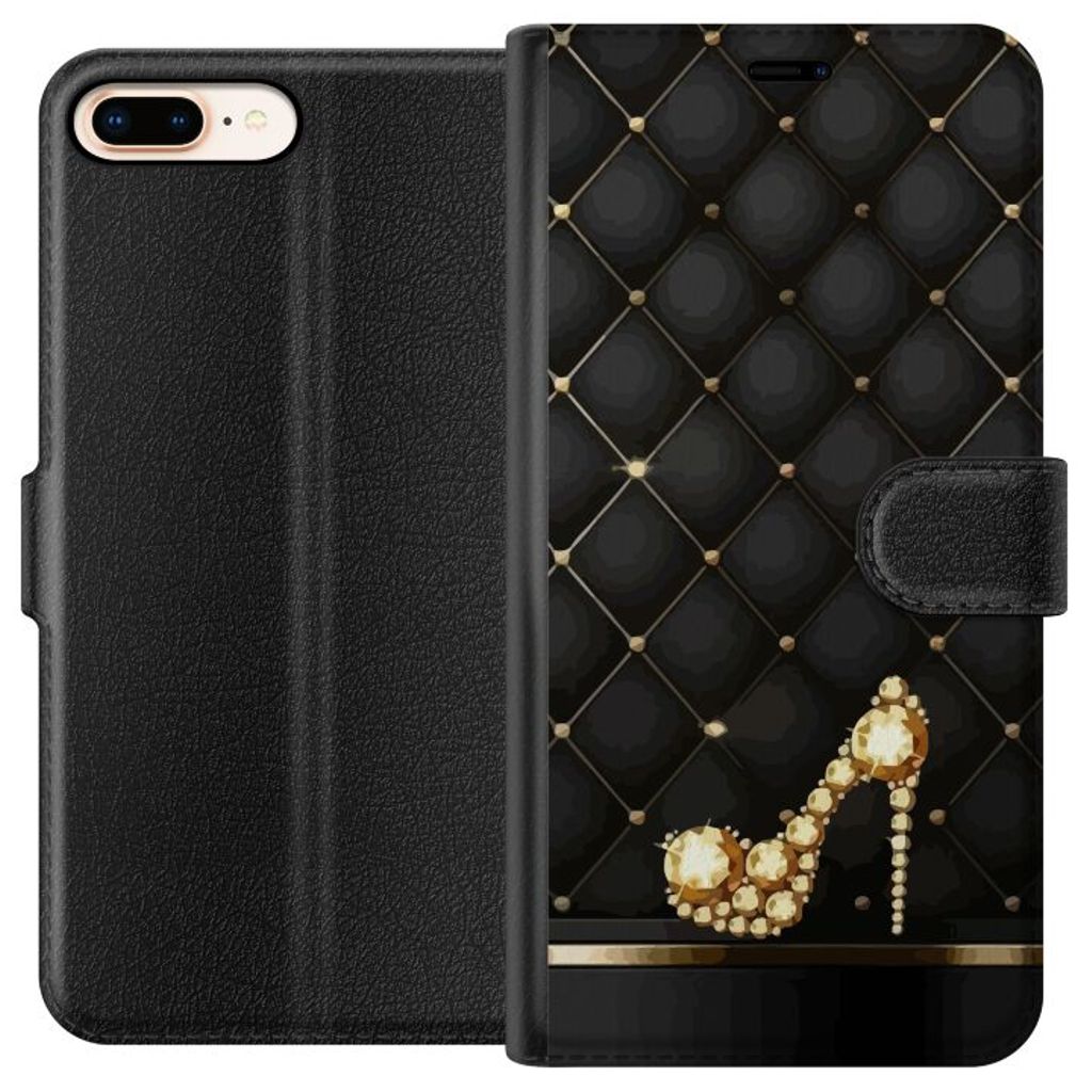 Apple iPhone 8 Plus Svart Plånboksfodral Lyxig Sko