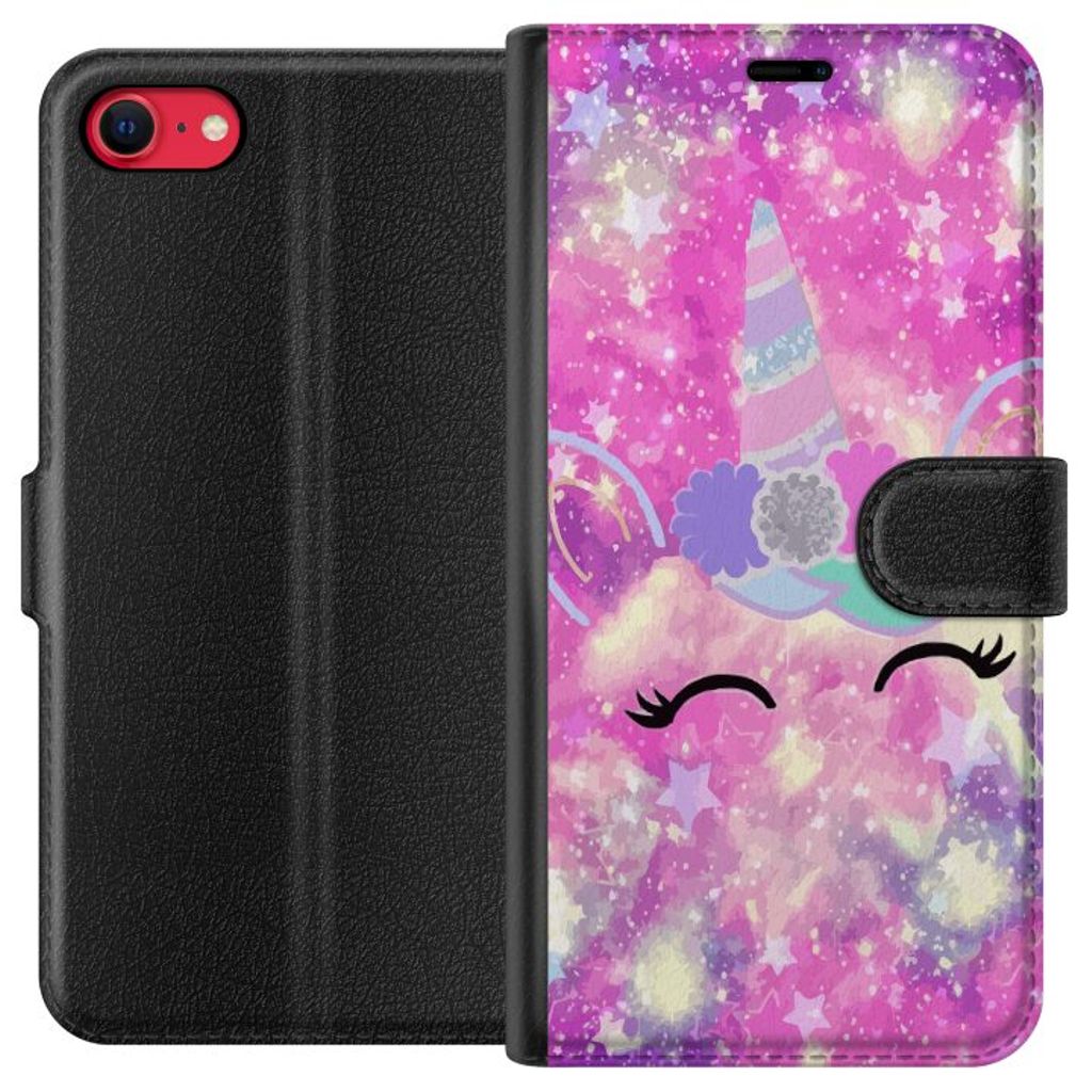 Apple iPhone SE (2020) Svart Plånboksfodral Glad Enhörning