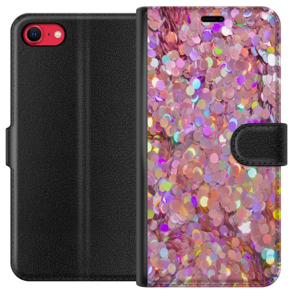 Apple iPhone SE (2022) Svart Plånboksfodral Glitter